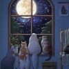 Cats Looking To Moon Paint By Numbers
