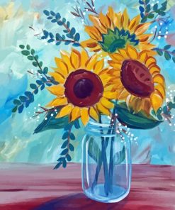 Sunflowers In Mason Jar Paint By Numbers