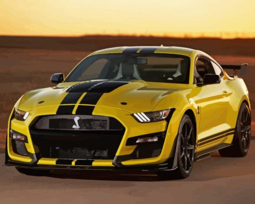 Yellow Ford Mustang Car Paint By Numbers