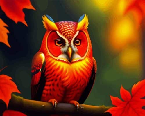 Autumn Orange Owl Paint By Numbers