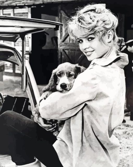 Brigitte Bardot With Puppy Paint By Numbers