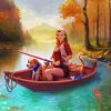 Girl Fishing On Boat Paint By Numbers