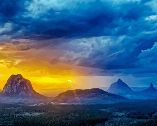 Glass House Mountains Sunset Paint By Numbers
