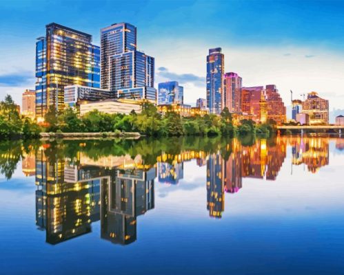 Lady Bird Lake Sunset Paint By Numbers