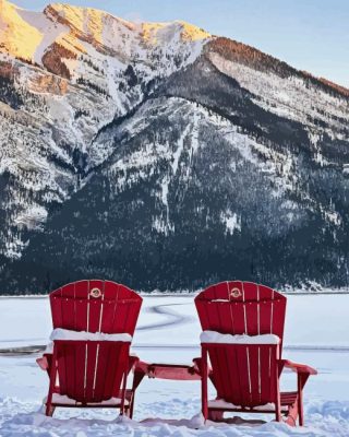 Lake With Red Chairs Paint By Numbers