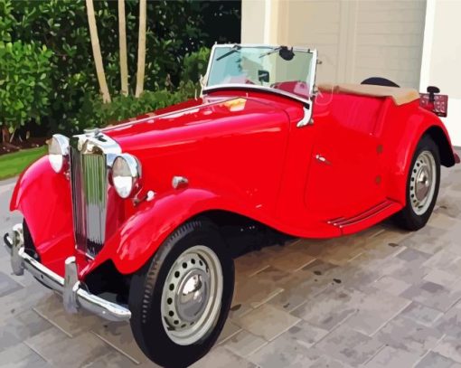 Red MG TD Car Paint By Numbers