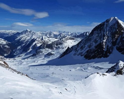 Ski Resort Stubai Glacier Paint By Numbers