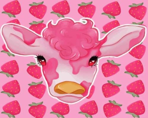 Strawberry Cow Face Paint By Numbers