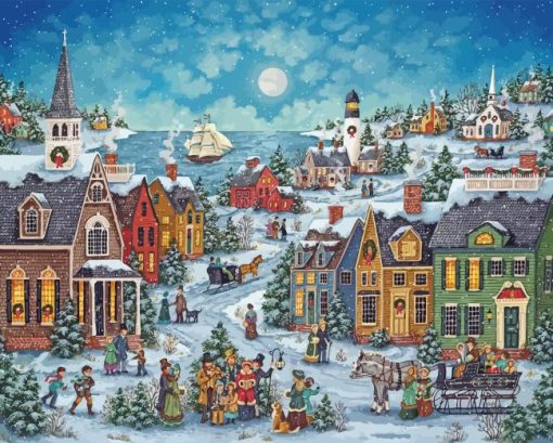 Christmas In Town By Bonnie Paint By Numbers