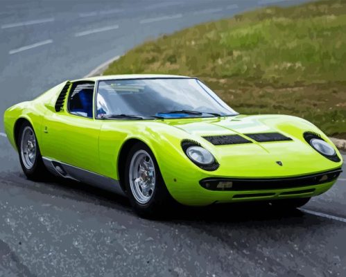 Green Lamborghini Miura Paint By Numbers