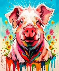 Pig With Flowers Paint By Numbers