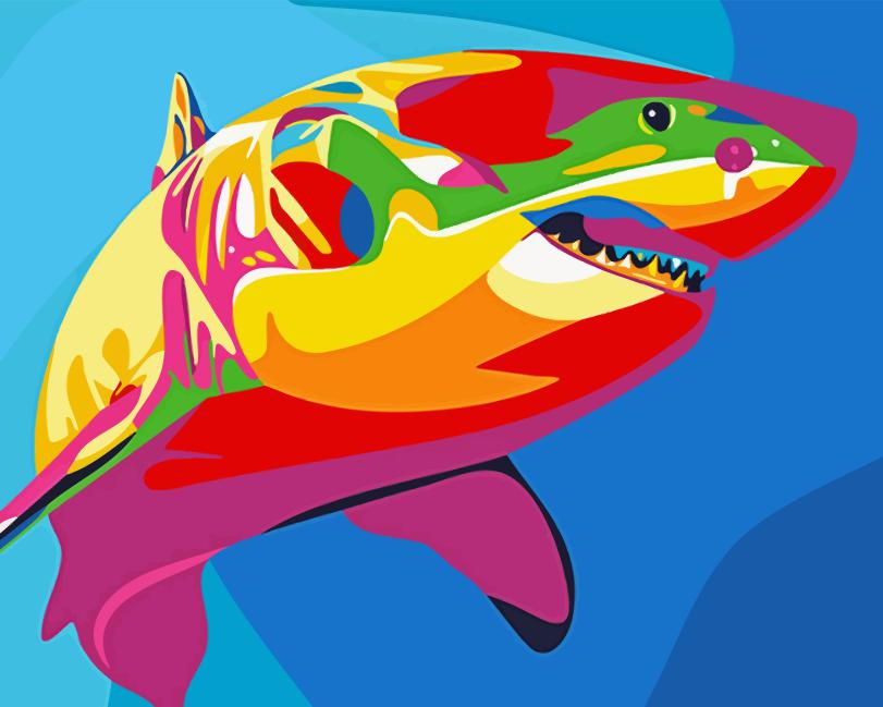 Rainbow Colorful Shark Paint By Numbers