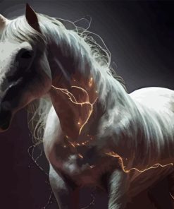 White Horse With Lightning Paint By Numbers
