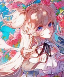 Floral Anime Girl Paint By Numbers