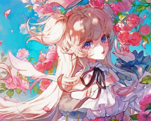 Floral Anime Girl Paint By Numbers