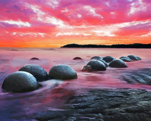 Moeraki Beach Boulders Paint By Numbers