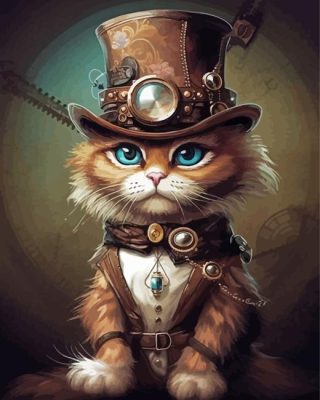 Adorable Steampunk Kitty Paint By Numbers