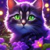Cat With Purple Flowers Paint By Numbers