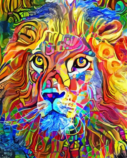 Colorful Lion Portrait Paint By Numbers