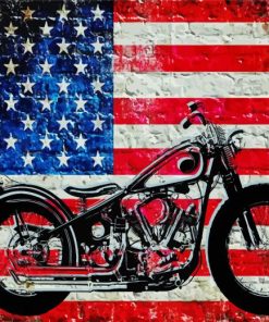 Motorcycle and Flag Paint By Numbers