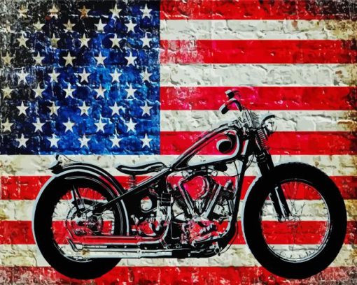 Motorcycle and Flag Paint By Numbers