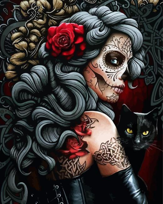 Gothic Sugar Skull Art Paint By Numbers