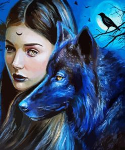 Gothic Woman With Wolf Paint By Numbers