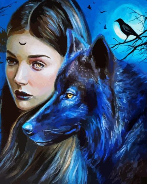 Gothic Woman With Wolf Paint By Numbers