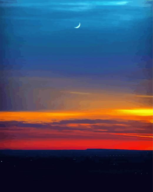 Half Moon Red Sunset Paint By Numbers