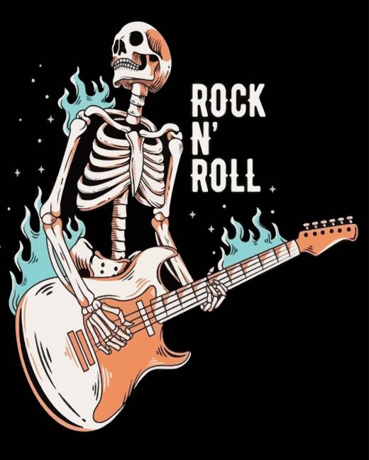Rock and roll skeleton paint by number