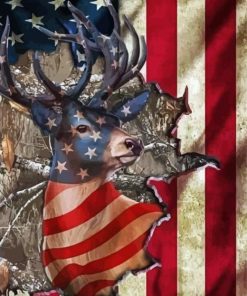 Whitetail Flag America Paint By Numbers