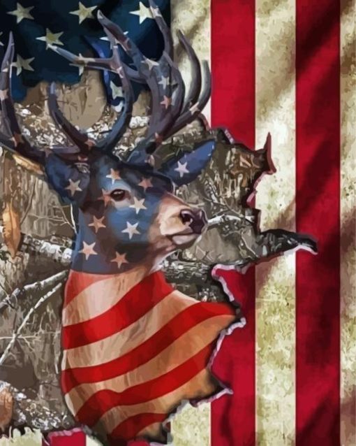 Whitetail Flag America Paint By Numbers