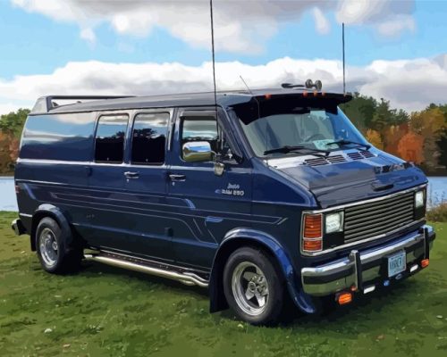 Blue Dodge Van Paint By Numbers