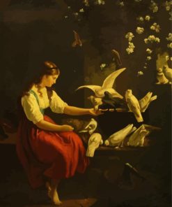 Girl and Pigeons Paint By Numbers