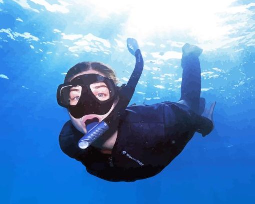 Girl Snorkeling Underwater Paint By Numbers
