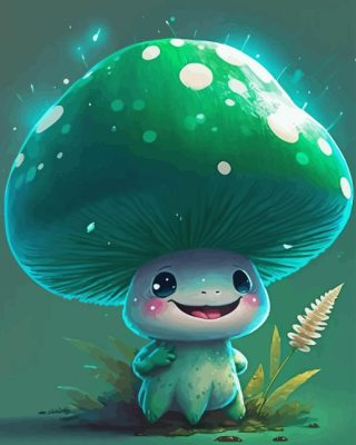 Green Mushroom Paint By Numbers