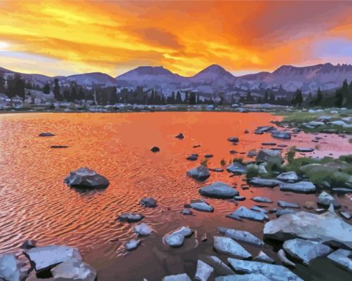 June Lake At Sunset Paint By Numbers