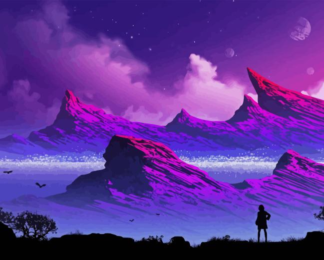 Purple Mountain silhouette Paint By Numbers