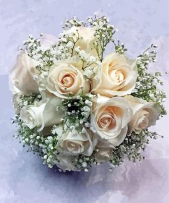 White Roses Bouquet Painting By Numbers
