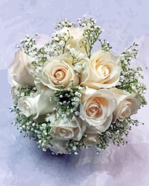 White Roses Bouquet Painting By Numbers