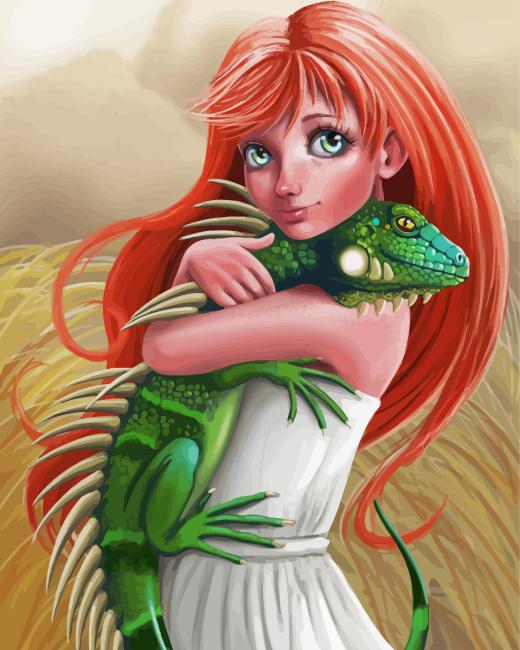 Woman and Iguana Paint By Numbers