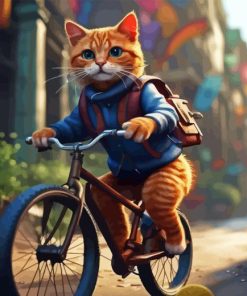 Cat On The Bike Art Paint By Numbers