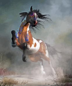 Pinto Horse Animal jumping Paint By Numbers