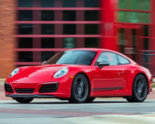 Red Porsche Car Paint By Numbers