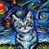 Starry Night Cat Art Paint By Numbers