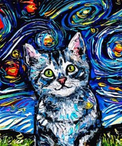 Starry Night Cat Art Paint By Numbers