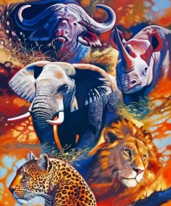 Wild Big Five Animals Paint By Numbers