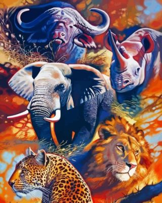 Wild Big Five Animals Paint By Numbers