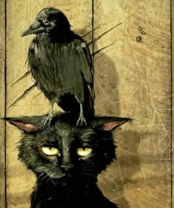Cat and Crow Art Paint By Numbers