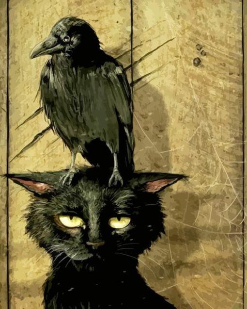 Cat and Crow Art Paint By Numbers